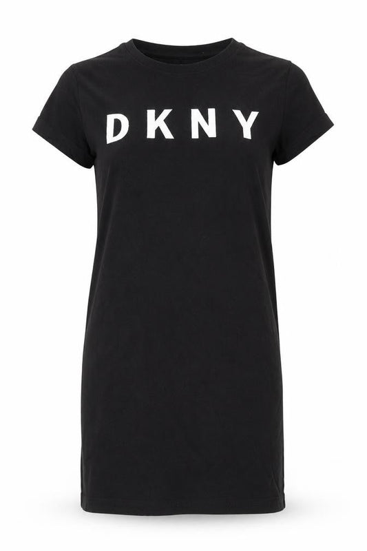 DKNY Women’s Black T-Shirt Dress S Short Sleeve Jersey Logo