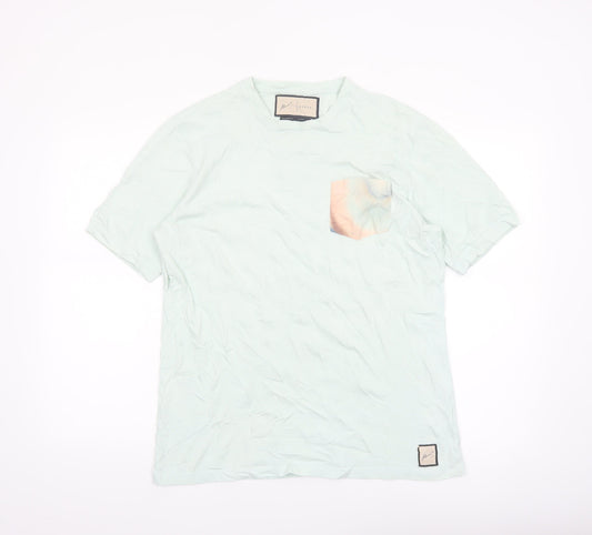 Prévu Men’s Mint Green Crew Neck Cotton Pocket T-Shirt Size L