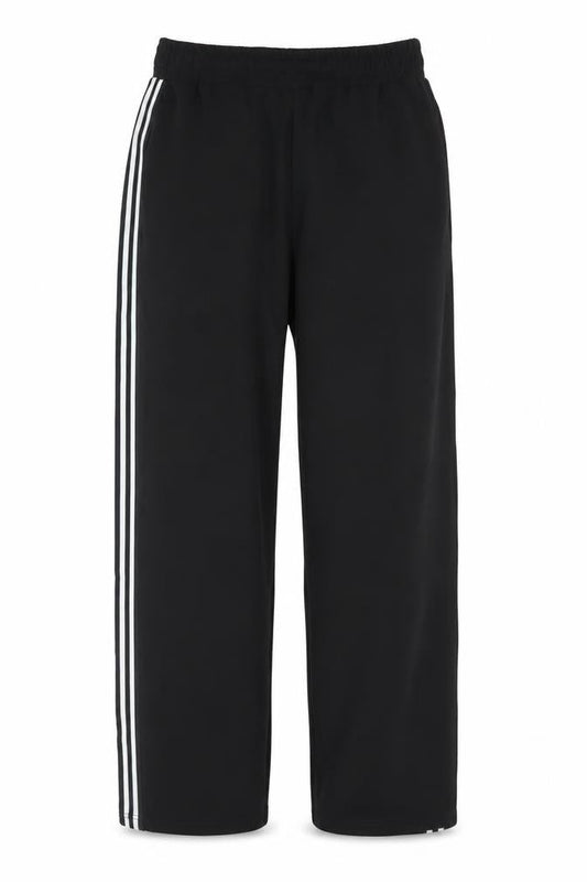 Front view of Papaya Women’s Black, size UK 10, Elastic Waist Stripe Jogger Trousers