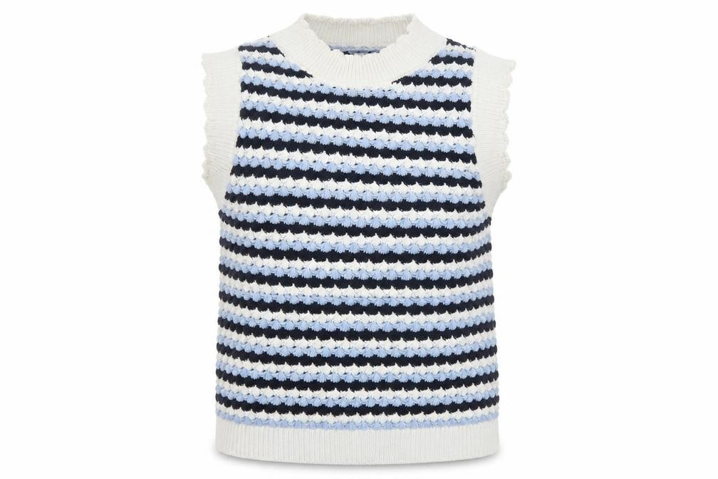 Tu Women’s Multicoloured Striped Knit Sleeveless Mock Neck Vest Size 10