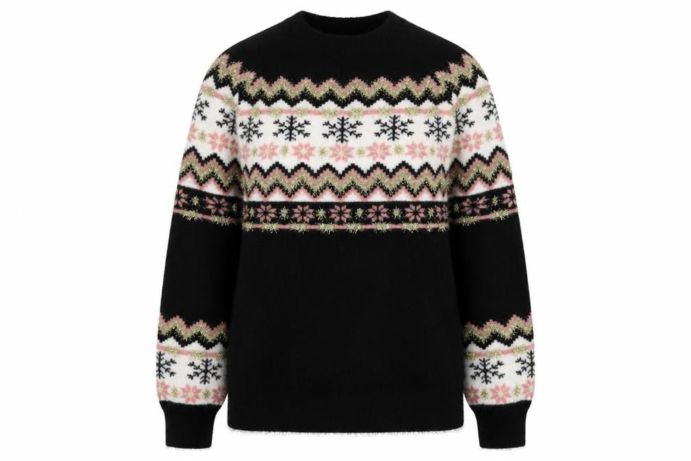 JD Williams Women’s Black Fair Isle Christmas Jumper Size 8/10