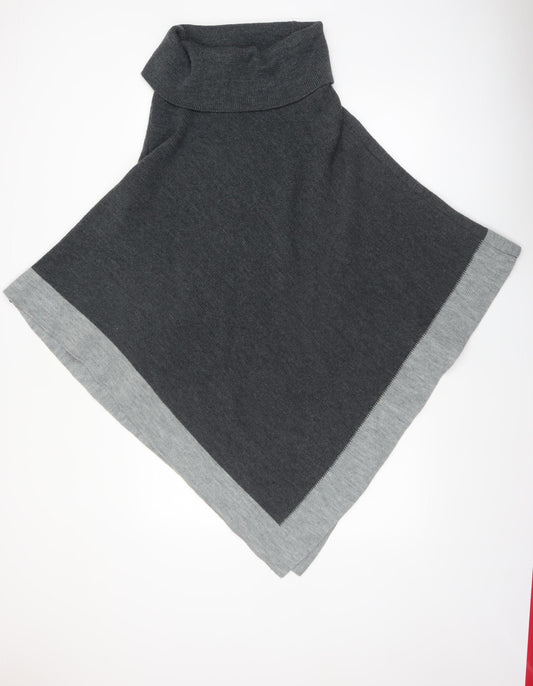 Principles Women Grey Roll Neck Knit Cape Jumper One Size
