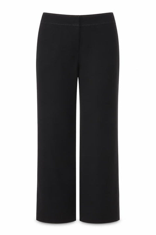 Next Women Black Wide-Leg Trousers Size 12R Polyester Viscose Blend
