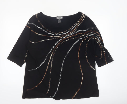 The Collective Works of Becher Womens Black XL Abstract 3/4 Sleeve Blouse