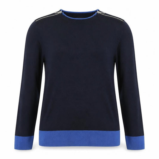 Debenhams The Collection Women Navy Blue Jumper Size 14 Crew Neck Zip Detail
