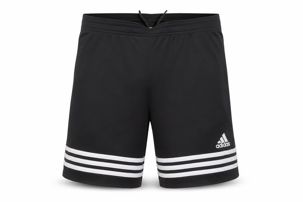 Front view of Adidas boys’ black climalite athletic shorts size yxl 164 polyester