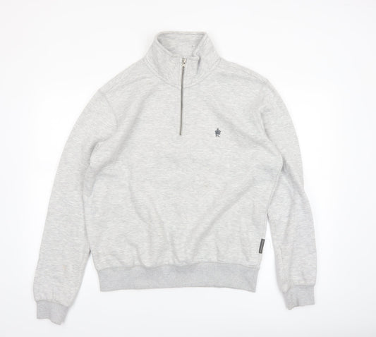 French Connection Men's Grey M 1/2 Zip Sweatshirt High Neck