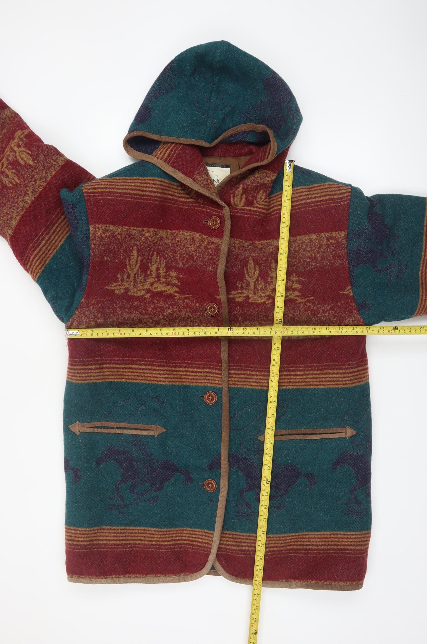 Sequence Womens Multicoloured Wool Blend Hooded Western Coat M