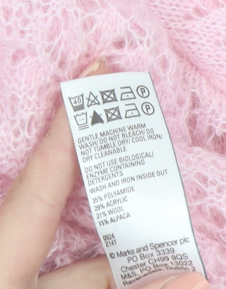 Marks and Spencer Per Una Women Pink S Cable-Knit Jumper