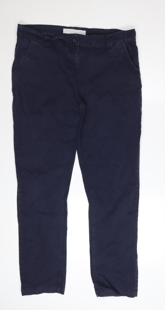 Next Women’s Blue Chino Trousers Size 16 Cotton Stretch Comfort