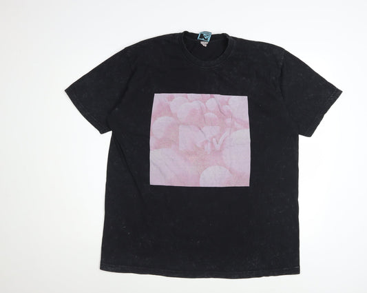 MTV Women's Black L Basic Graphic Music T-Shirt