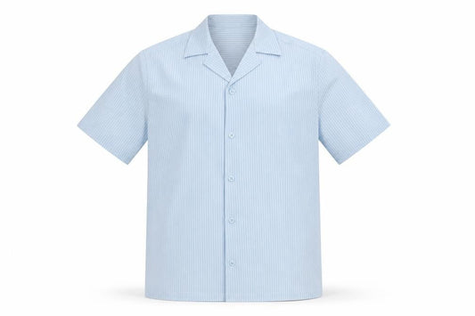 River Island Men's Blue Striped Short Sleeve Button-Up Shirt XS