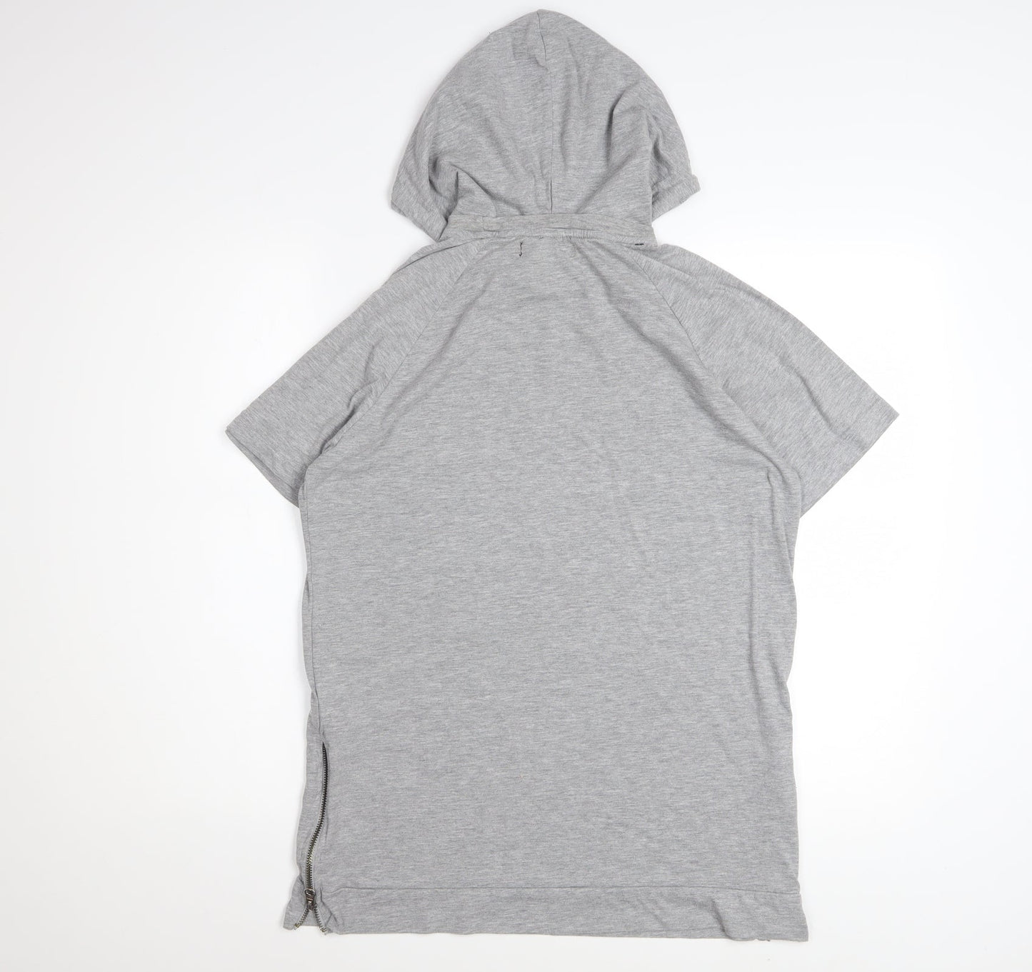 Voi Jeans Co. Women Grey Hooded Short Sleeve Zip T-Shirt M