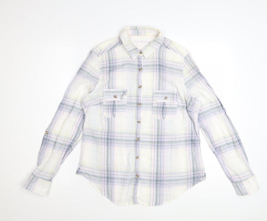 Marks and Spencer Womens Multicoloured Plaid Cotton Button-Up Shirt Size 12