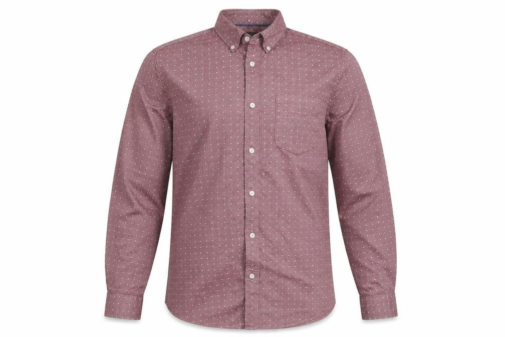 Marks & Spencer Men's Red Geometric Cotton Long Sleeve Shirt Size S