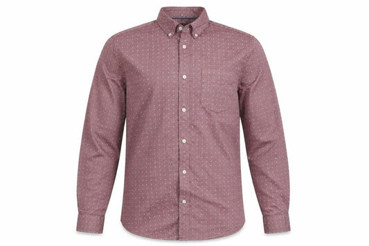 Marks & Spencer Men's Red Geometric Cotton Long Sleeve Shirt Size S