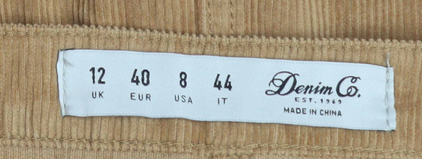 Denim Co. Women Beige Corduroy A-Line Button Skirt Size 12