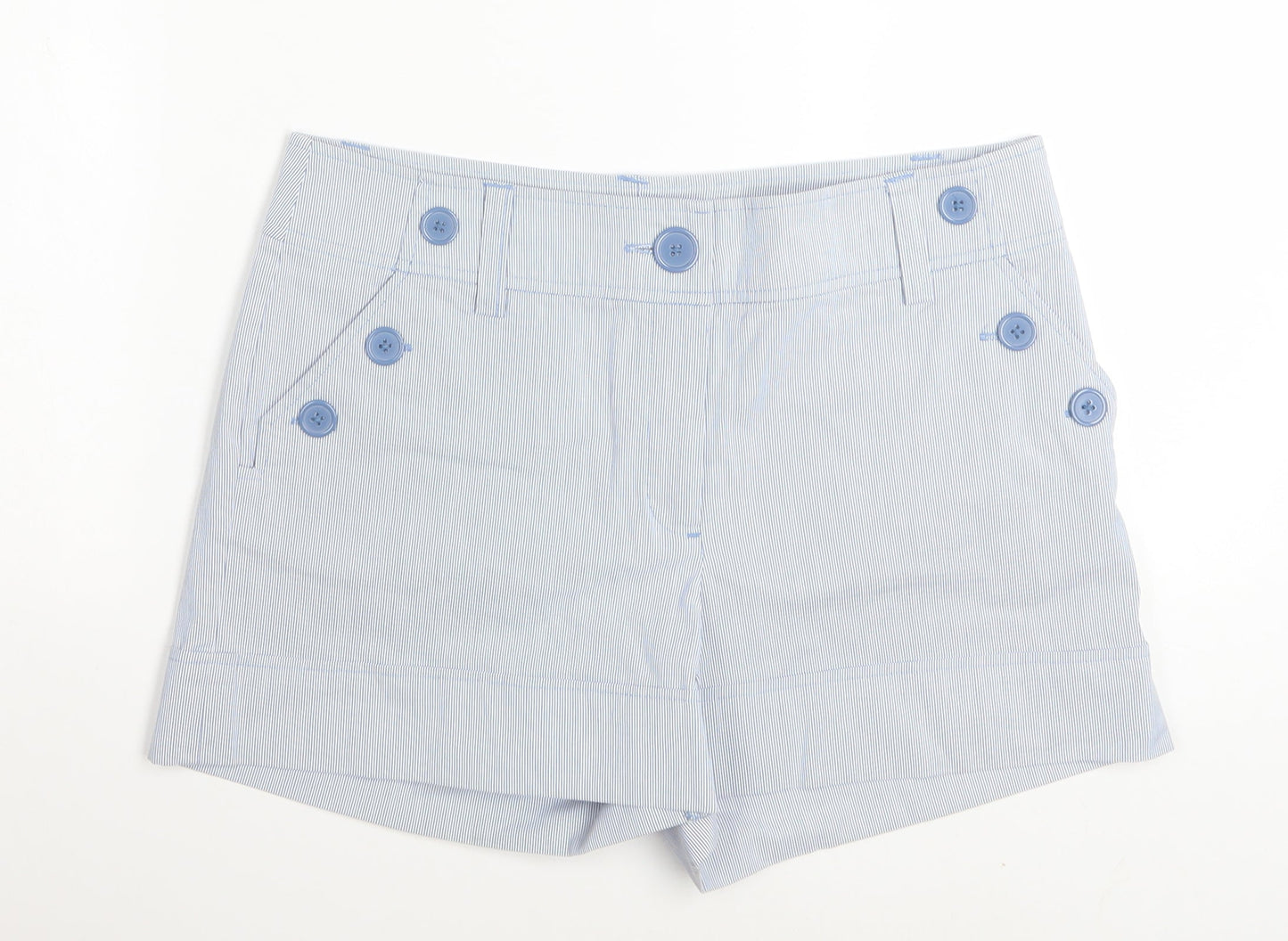 H&M Women Blue Striped Sailor Shorts Size 12 Cotton Blend