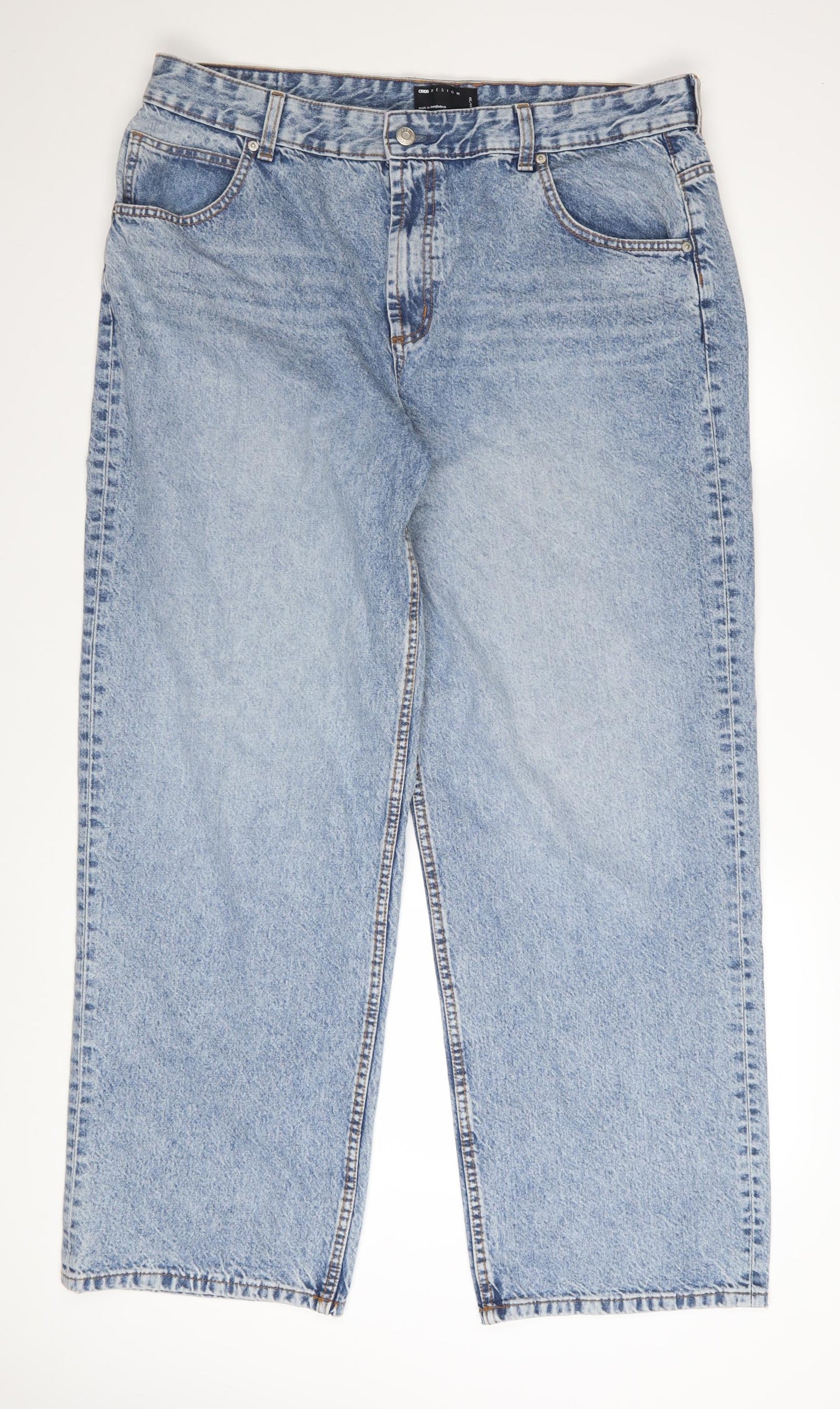 ASOS DESIGN Men's Blue Light Wash Straight Fit Jeans 34W 30L