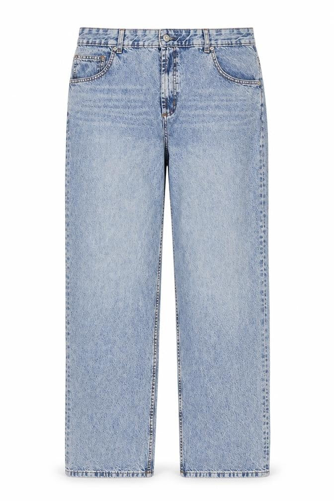 Front view of ASOS DESIGN Men's Blue Light Wash Straight Fit Jeans 34W 30L