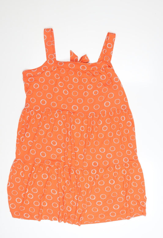 Next Women's Orange Polka Dot A-Line Sleeveless Dress Size 18
