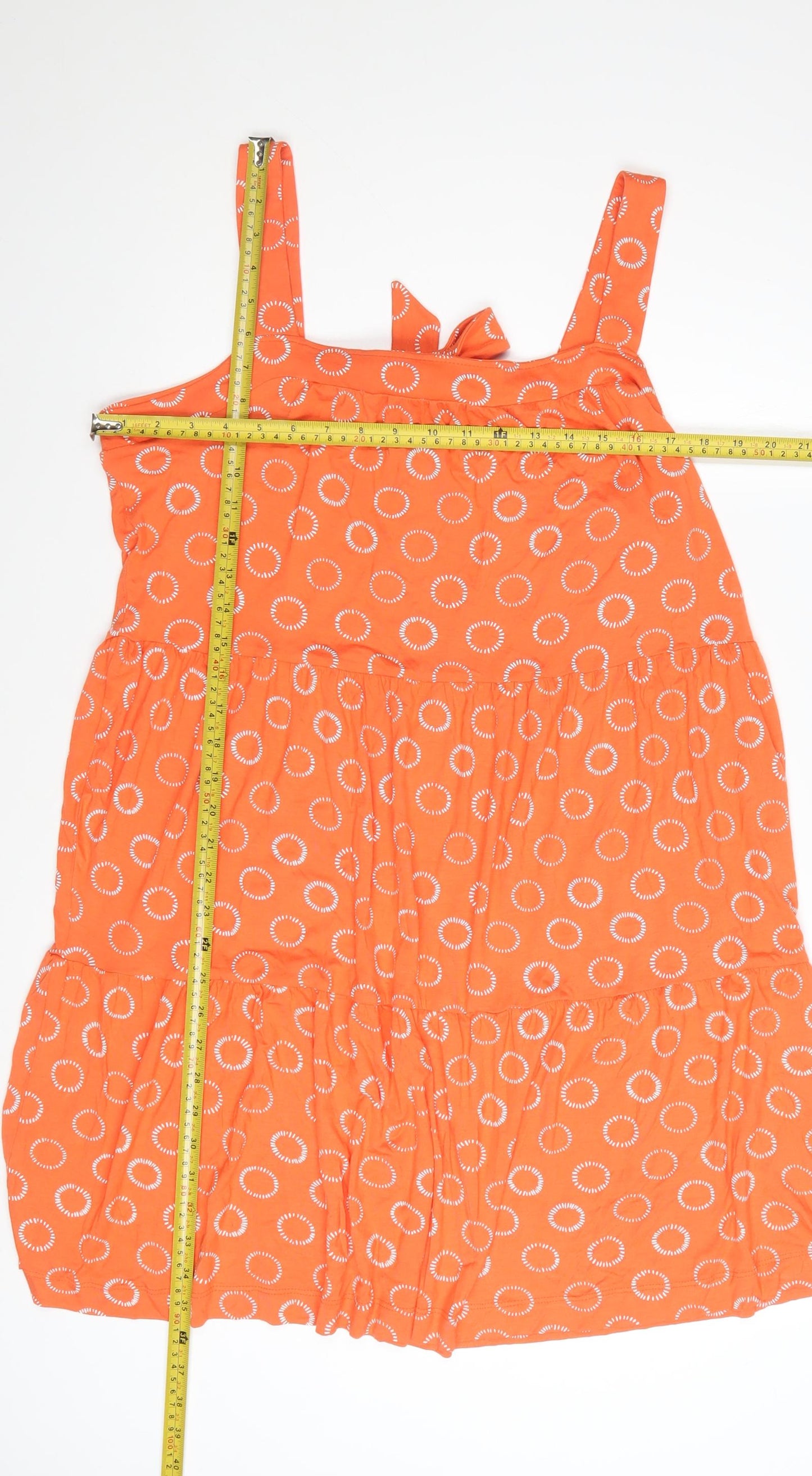 Next Women's Orange Polka Dot A-Line Sleeveless Dress Size 18