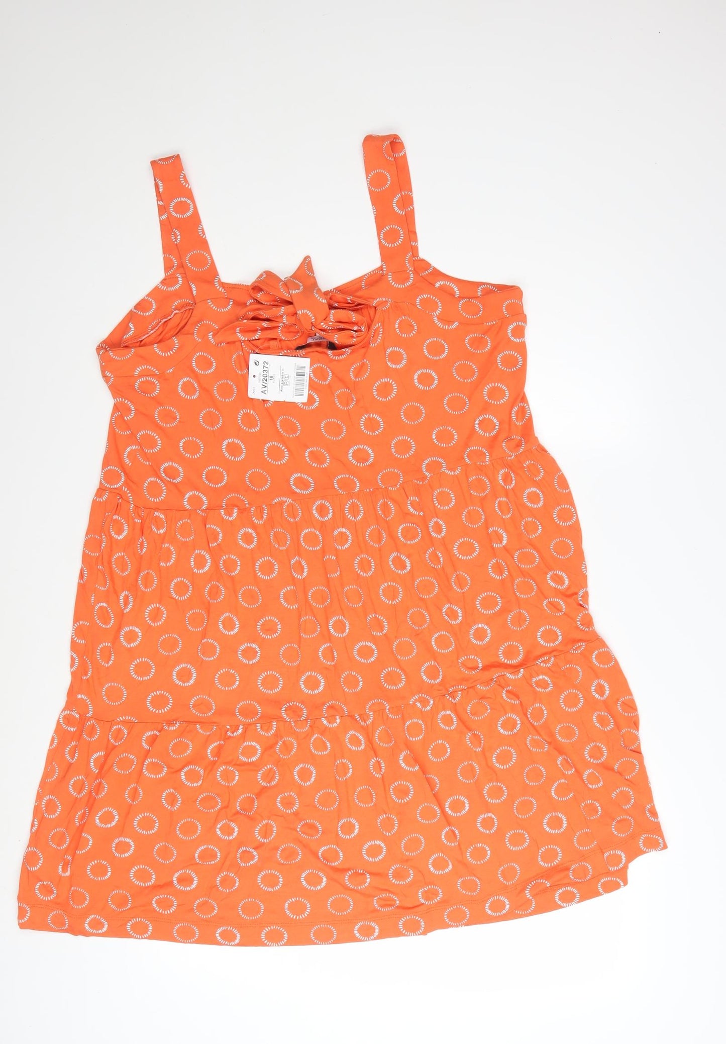 Next Women's Orange Polka Dot A-Line Sleeveless Dress Size 18