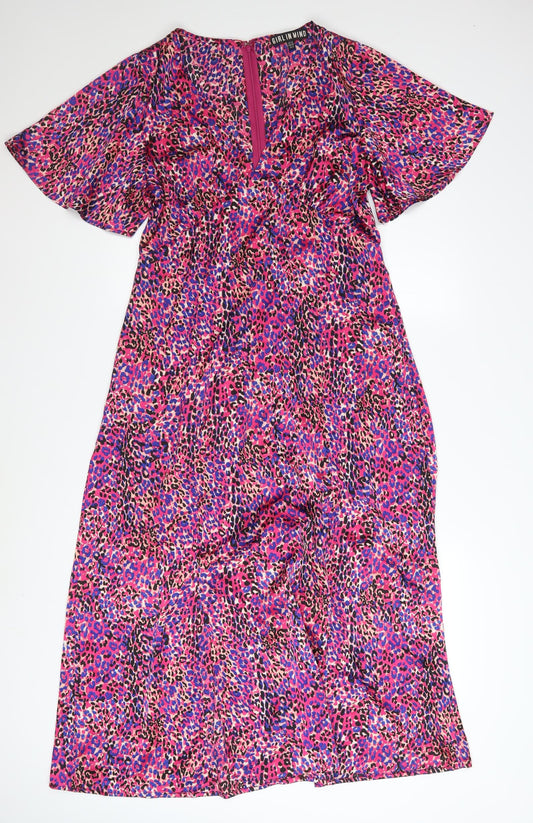 Girl In Mind Womens Multicoloured Leopard Midi Dress UK12