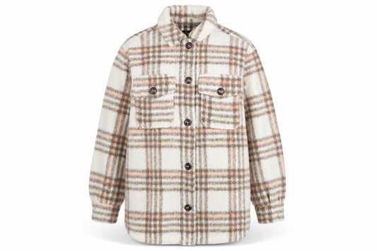 New Look Women Beige Checked Shacket Jacket UK 10 Relaxed Fit