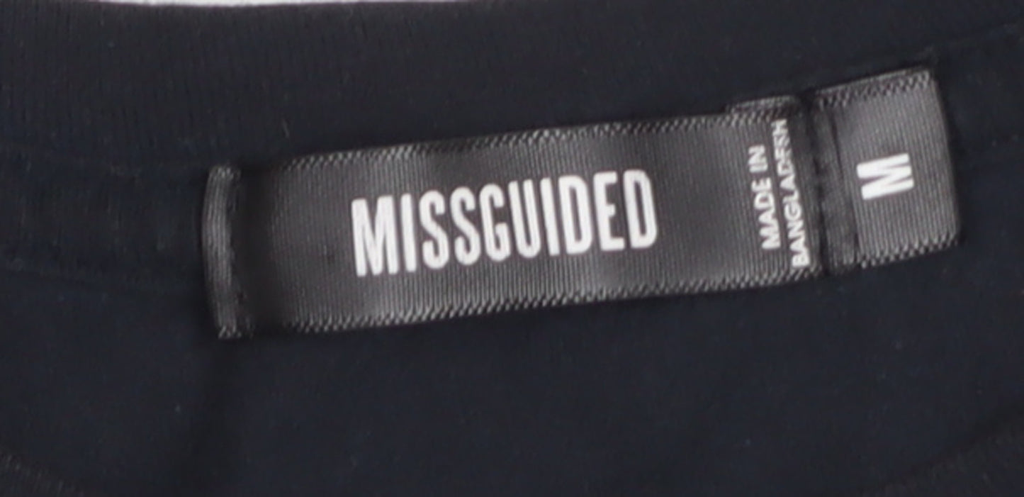 Missguided Women's Black Cotton Short Sleeve T-Shirt Size M