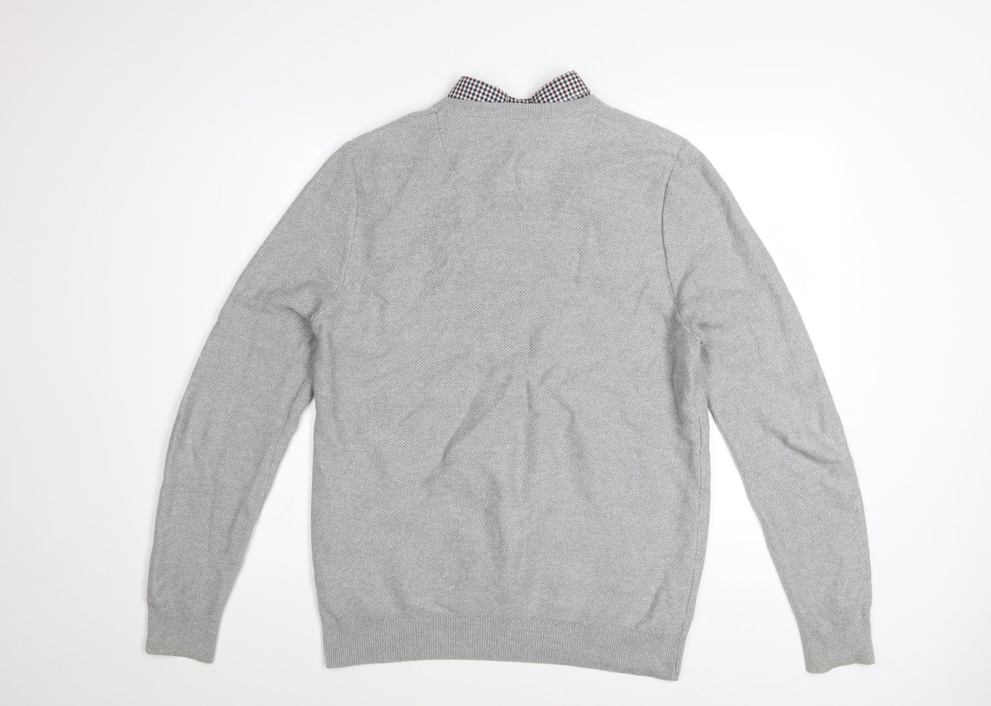 Next Men’s Grey V-Neck Cotton Pullover Jumper Size M
