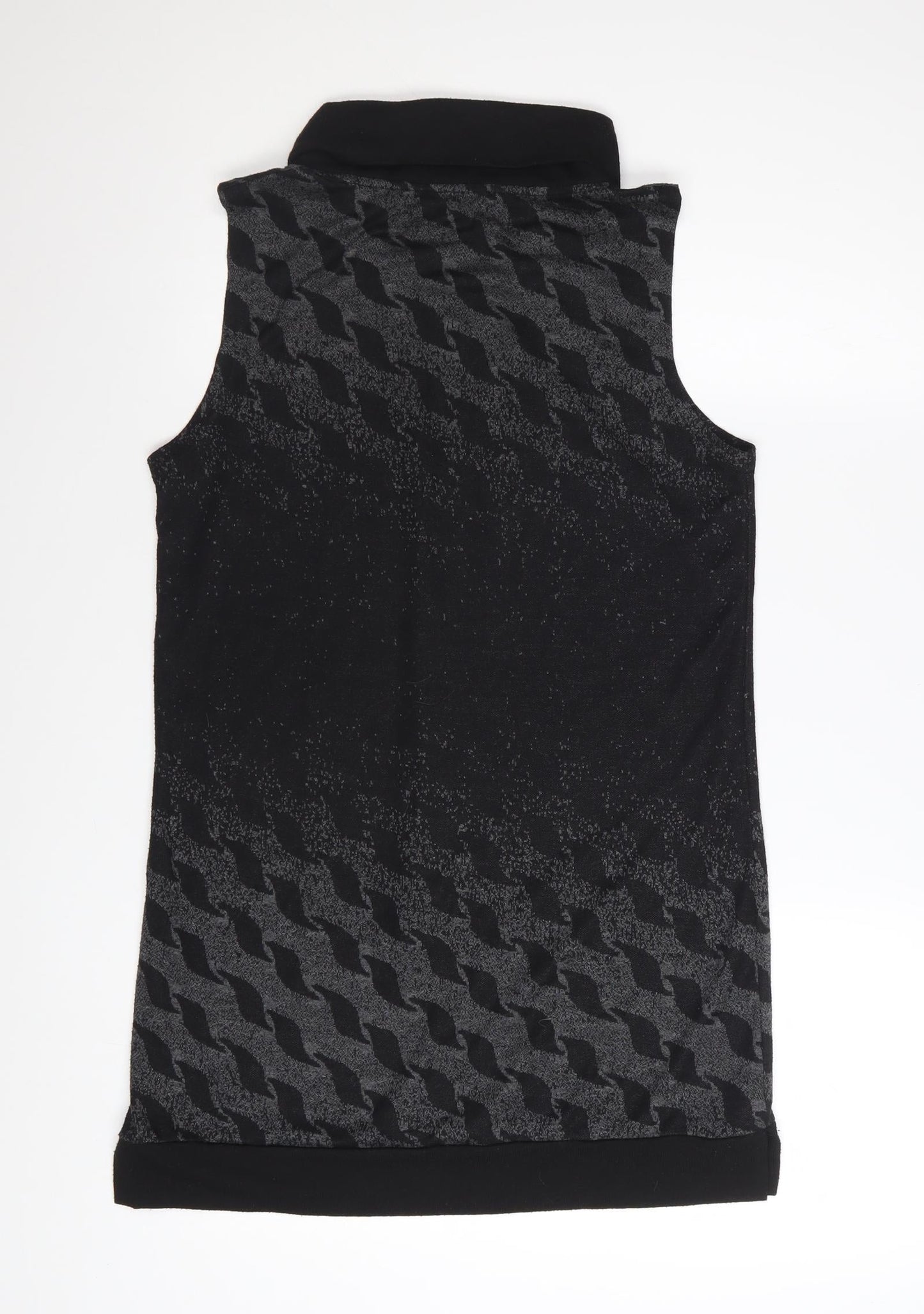 Capuccino Knithouse Women's Black Geometric Roll Neck Sleeveless Knit Top Size 10