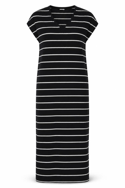 Zara Women Black Striped T-Shirt Dress Size 12 Casual Jersey