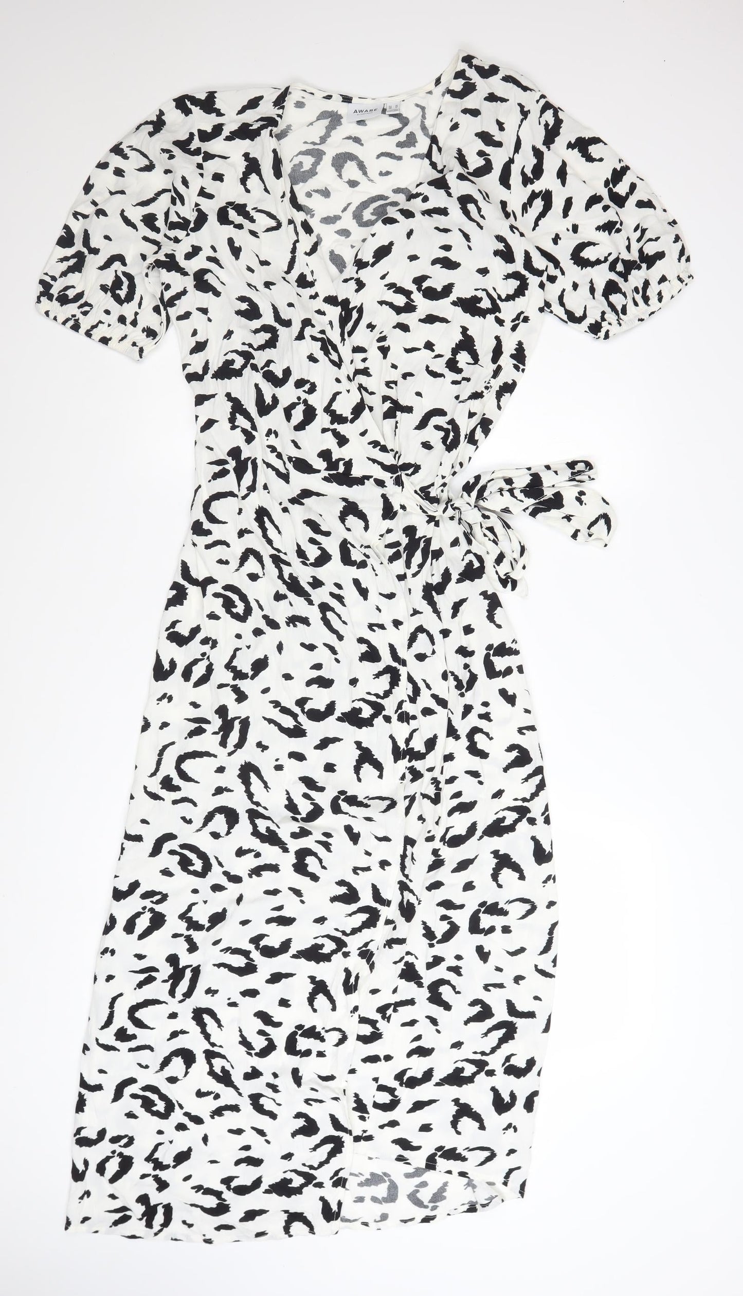 Vero Moda Women’s White Animal Print Midi Wrap Dress Size M