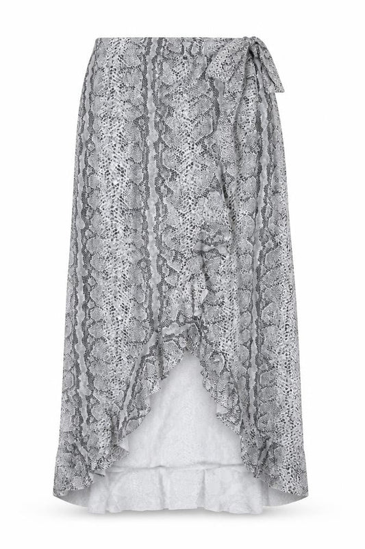 Boohoo Womens Grey Snake Print Wrap Midi Skirt Size 18