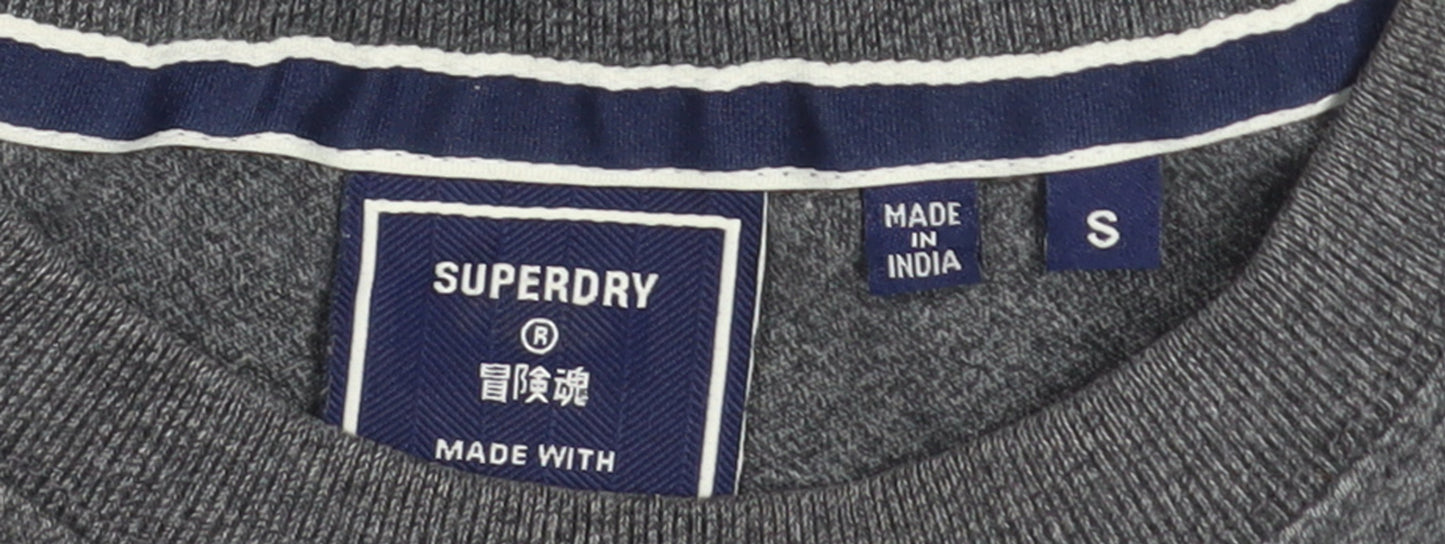 Superdry Men's Grey Cotton Crew Neck Short Sleeve T-Shirt Size S