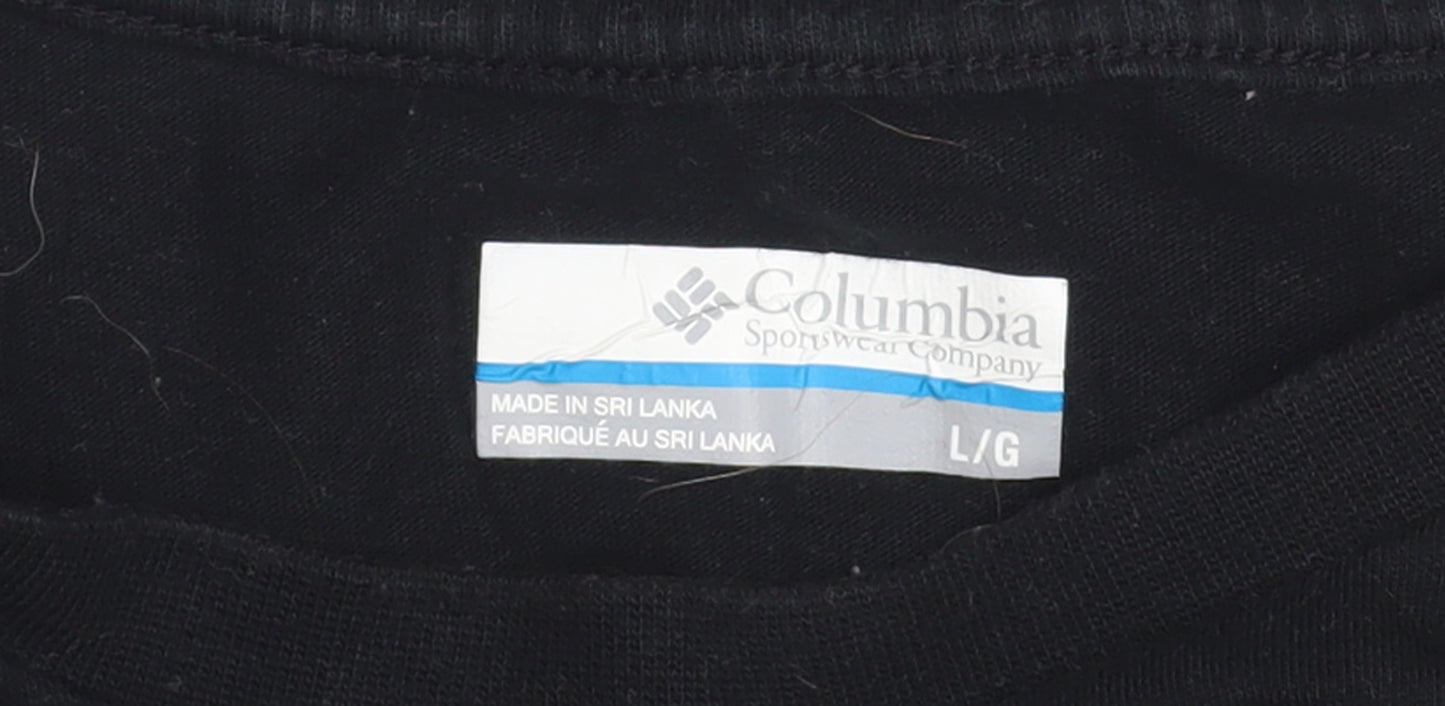 Columbia Women Black Cropped Cotton T-Shirt L Casual Style