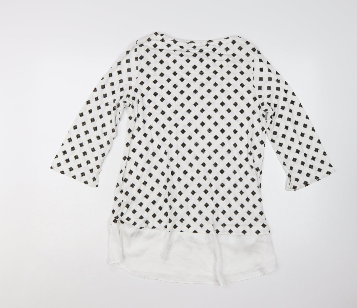 Marks and Spencer Women's White Geometric Tunic Blouse Size 12