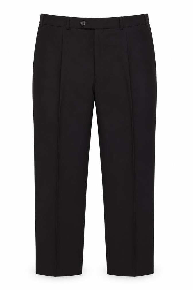 Marks and Spencer Men's Black Wool Blend Pleated Dress Trousers 40W 29L