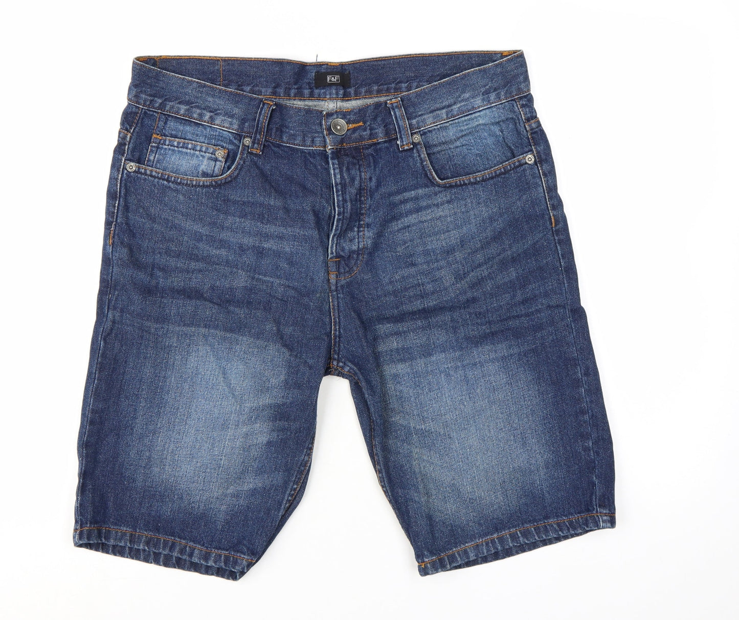 F&F Men’s Blue Denim Chino Shorts Size L 34in Regular Fit
