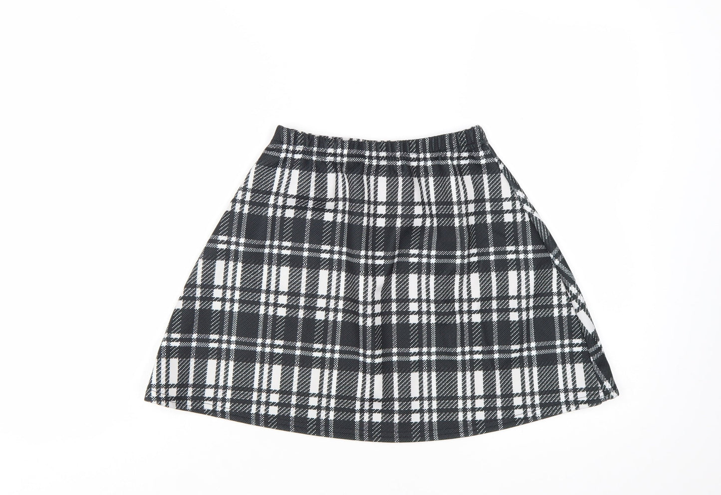 Boohoo Women's Black Plaid A-Line Mini Skirt Size 10