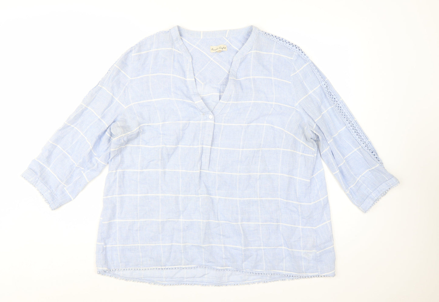 Phase Eight Womens Blue Check Tunic Blouse Size 18 Viscose Cotton