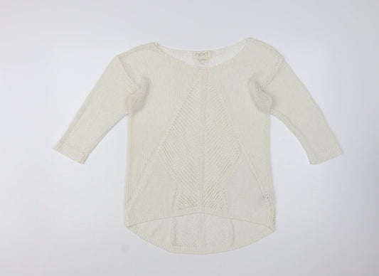 Next Women Ivory Knit 3/4 Sleeve Pullover Jumper Size 12
