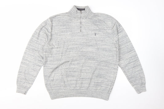 Next Men's Grey XL 1/2 Zip High Neck Cotton Jumper