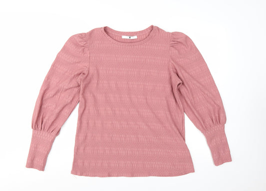 V by Very Womens Pink Long Sleeve Puff Blouse Size 10
