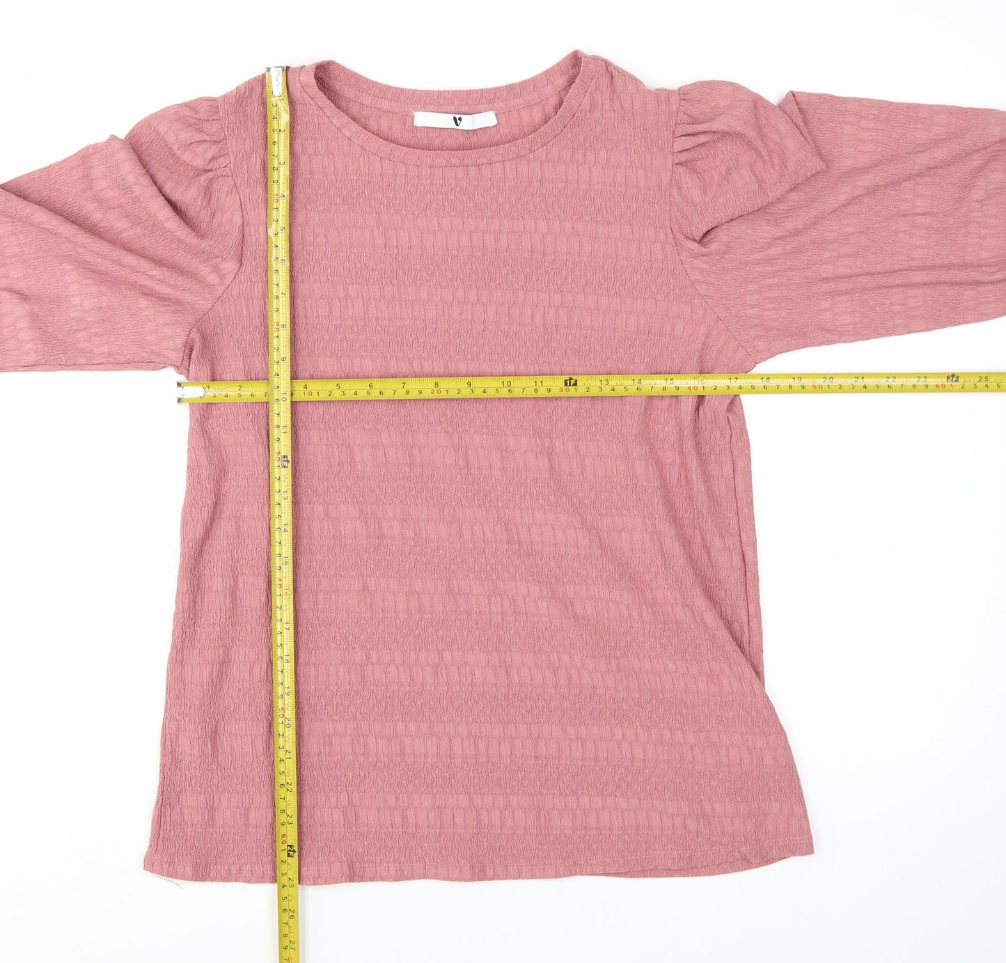 V by Very Womens Pink Long Sleeve Puff Blouse Size 10