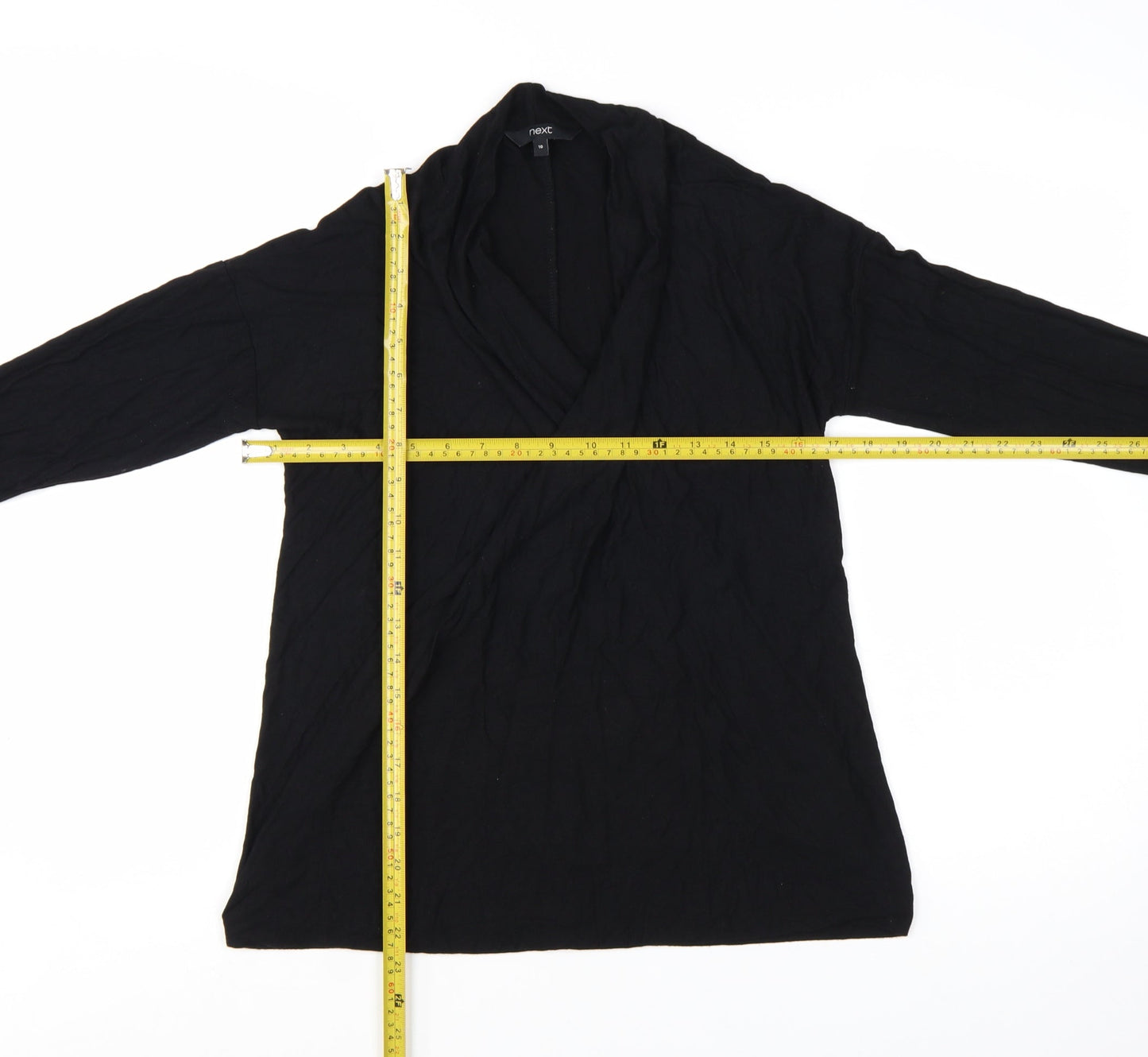 Next Women Black Jersey Wrap Long Sleeve Blouse Size 10