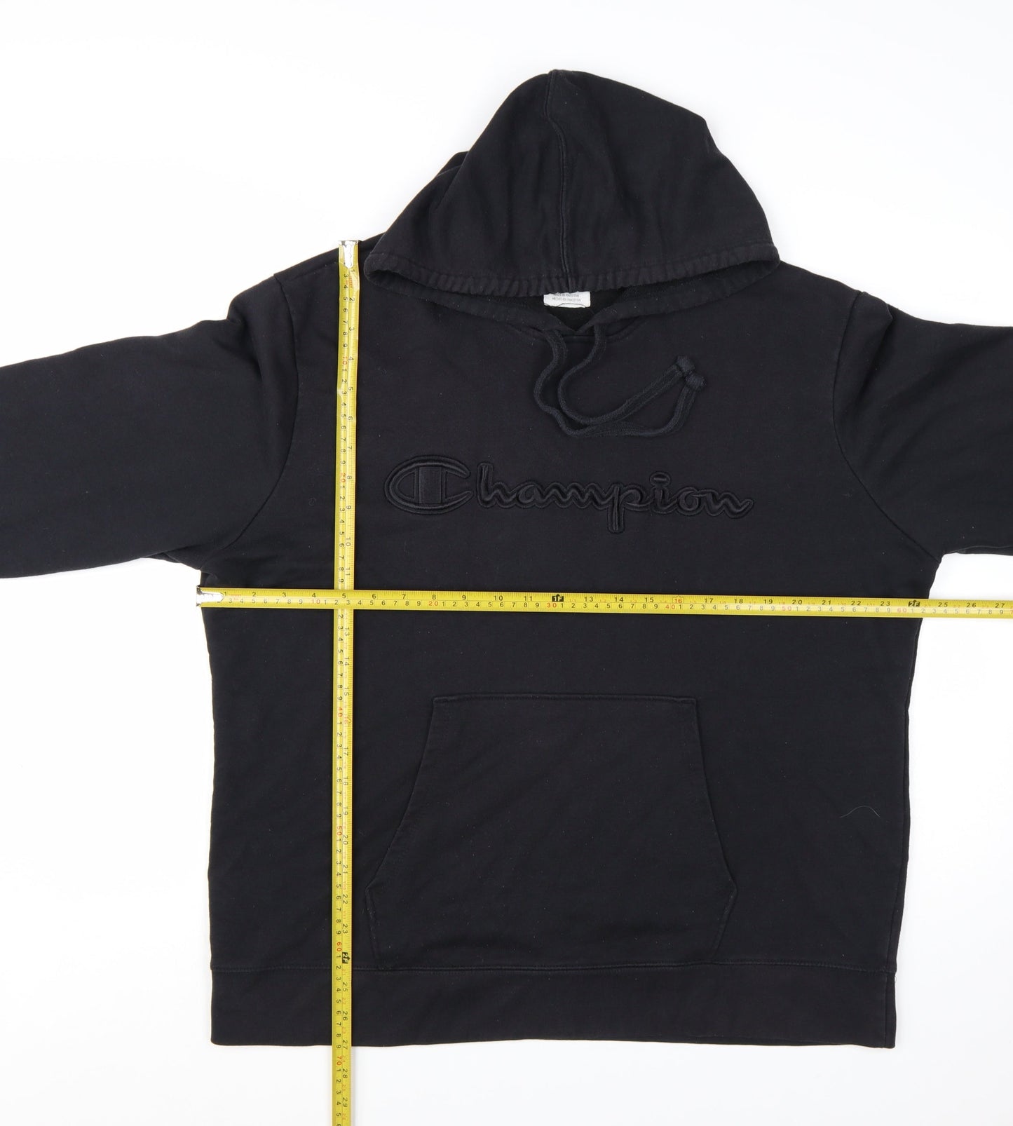 Champion Men's Black XL Pullover Hoodie with Embroidered Logo