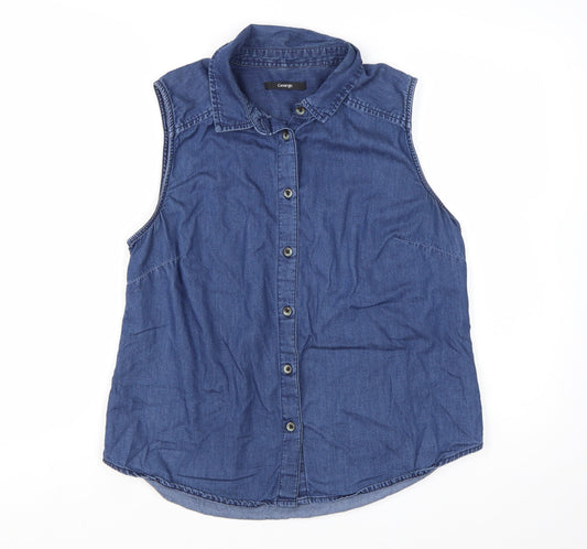 George Women’s Blue Denim Sleeveless Button-Up Shirt UK 14