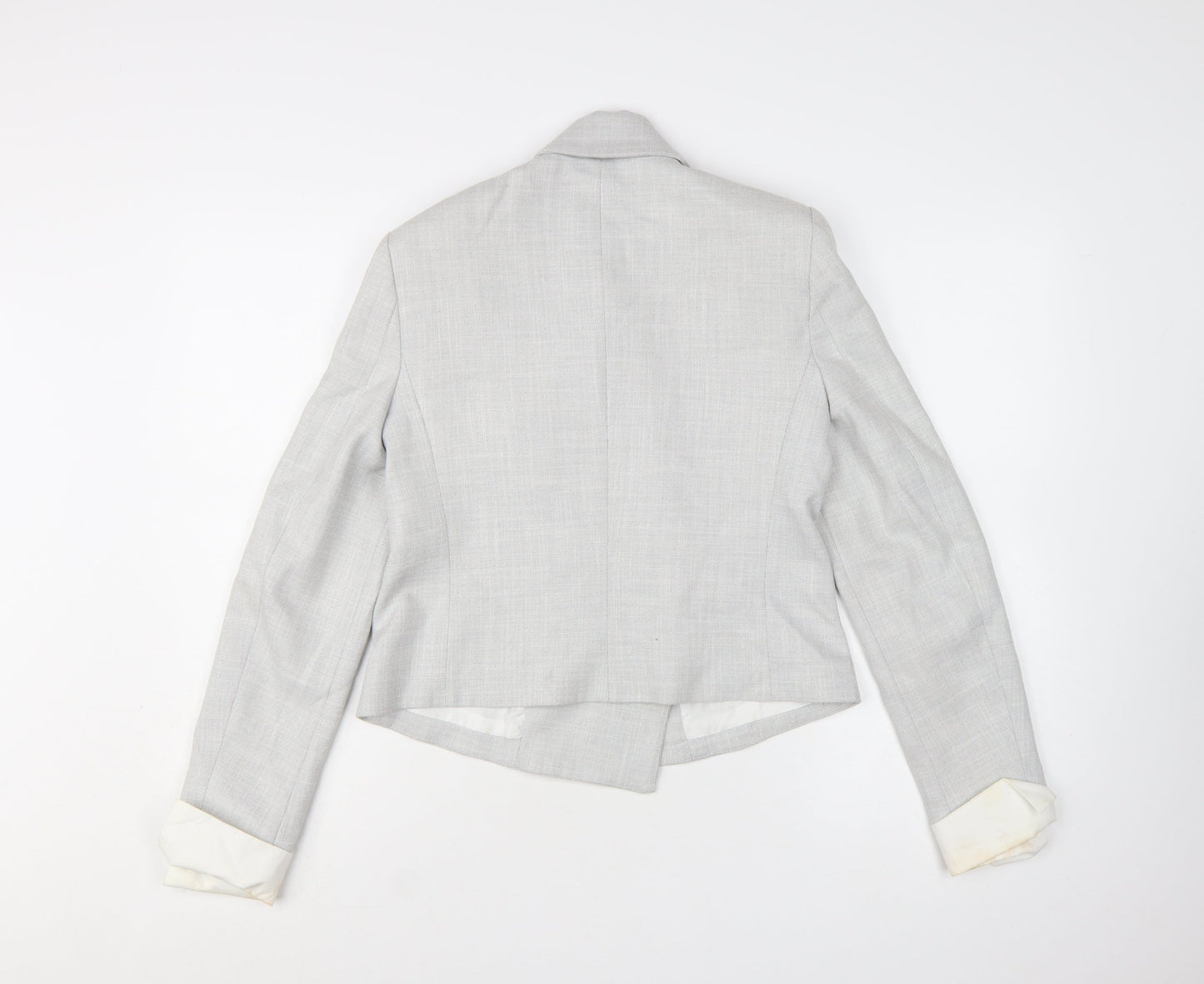 Zara Women Grey Double-Breasted Blazer Jacket Size S Tailored Workwear